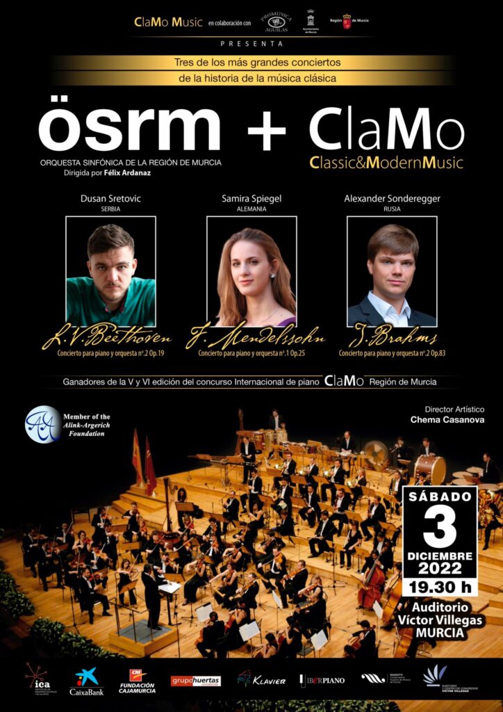 Piano and Orchestra Concert in Murcia – OSRM and Clamo Music – December 3, 2022