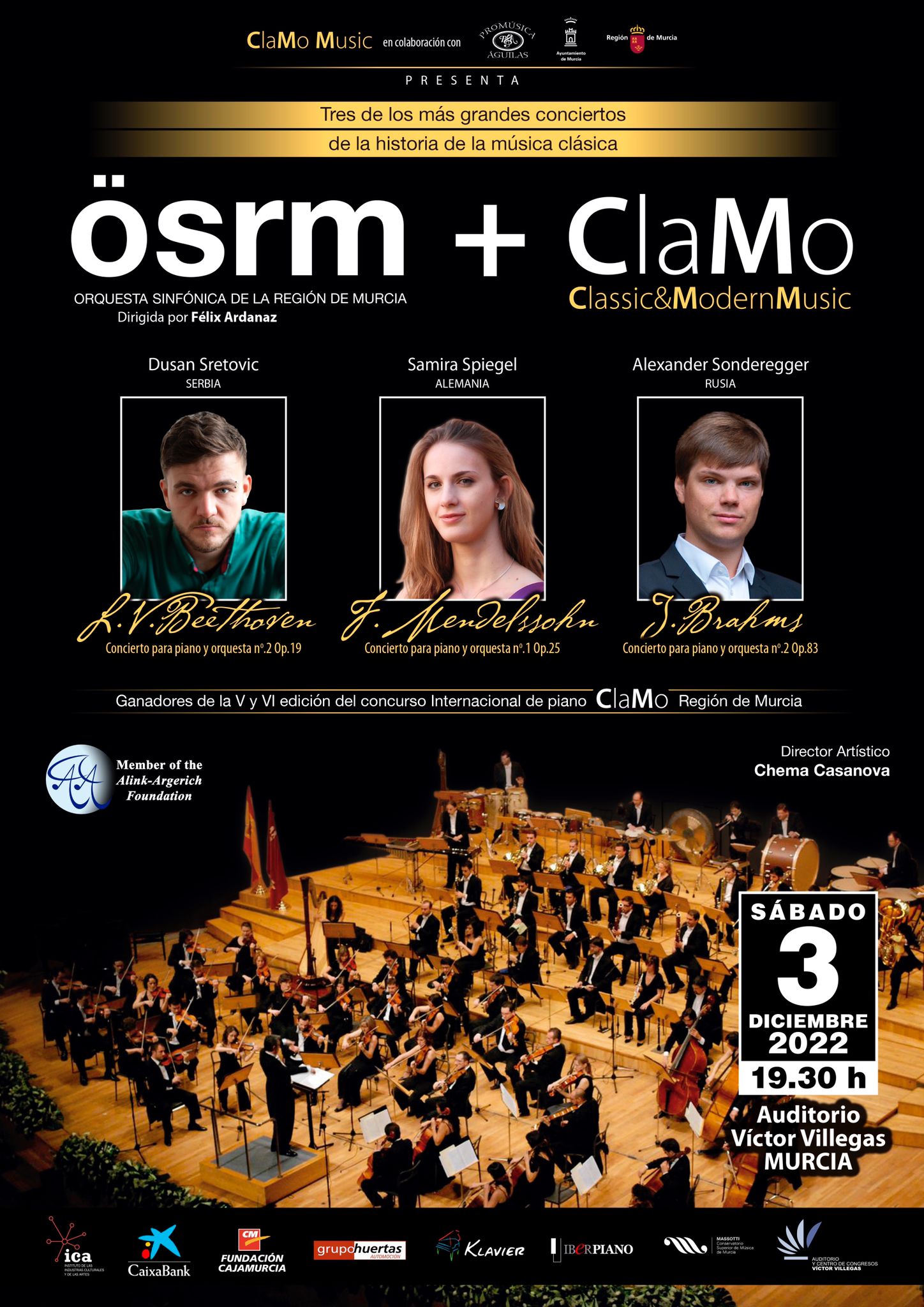 Piano and Orchestra Concert in Murcia – OSRM and Clamo Music – December 3, 2023